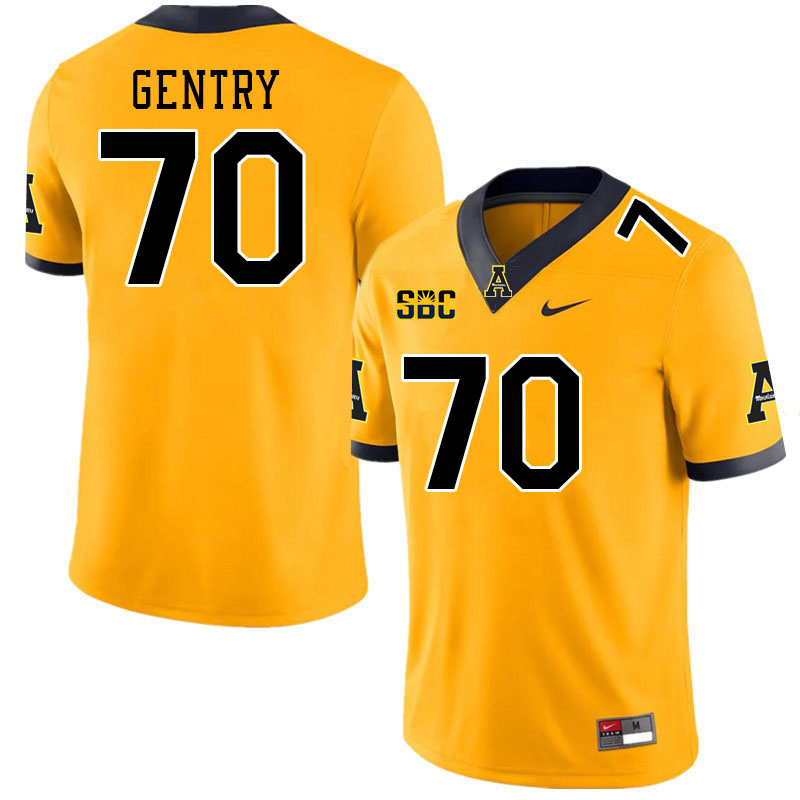Men #70 Thornton Gentry Appalachian State Mountaineers College Football Jerseys Stitched Sale-Gold - Click Image to Close